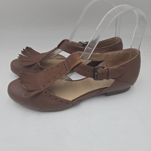 Naturalizer Women's Size 6 M Brown Leather Sandals Closed Toe Ankle Strap Kiltie - Picture 3 of 6